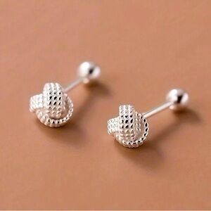 925 Silver Ball Twist Stud Earrings